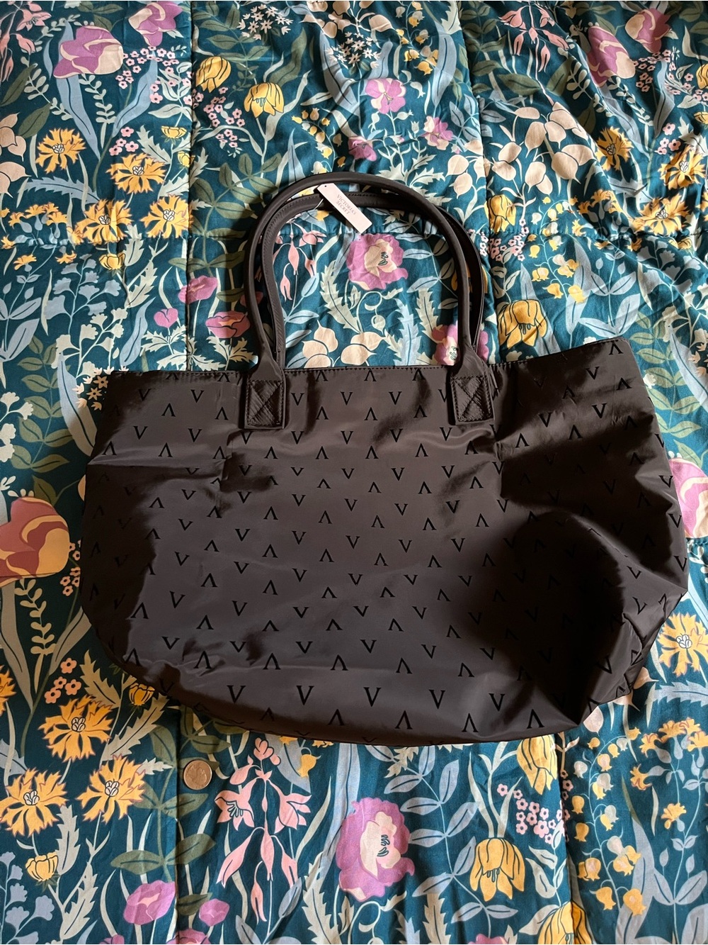 Victoria's Secret Black Tote with V Monogram One Size New with Tags